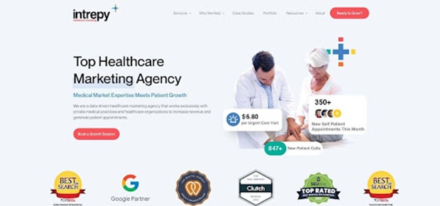 Intrepy healthcare marketing website screenshot for SEO and PPC services